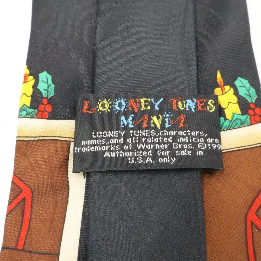 Vtg Looney Tunes Neck Tie Taz Is On the Naughty List Polyester Classic Tie